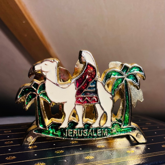 Unique Vintage Dining Vintage Solid Brass And Enamel Napkin Holder